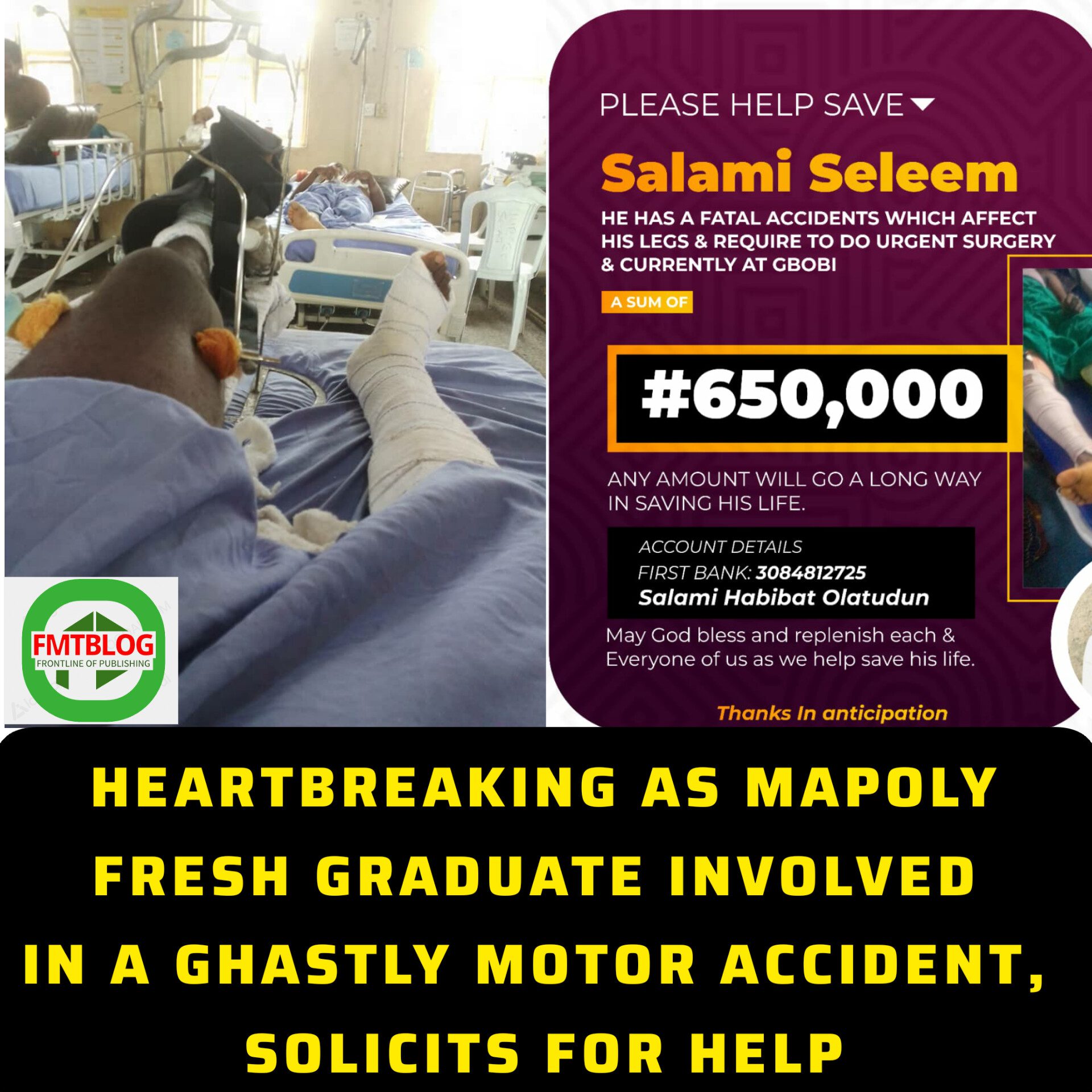 Mapoly Fresh Graduate Involved In A Ghastly Motor Accident