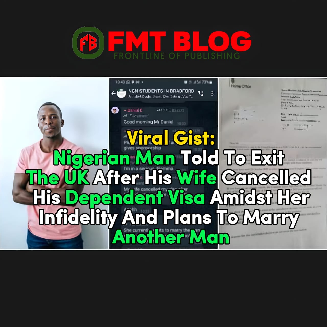 Nigerian Man Told To Exit The UK After His Wife Cancelled His Dependent Visa