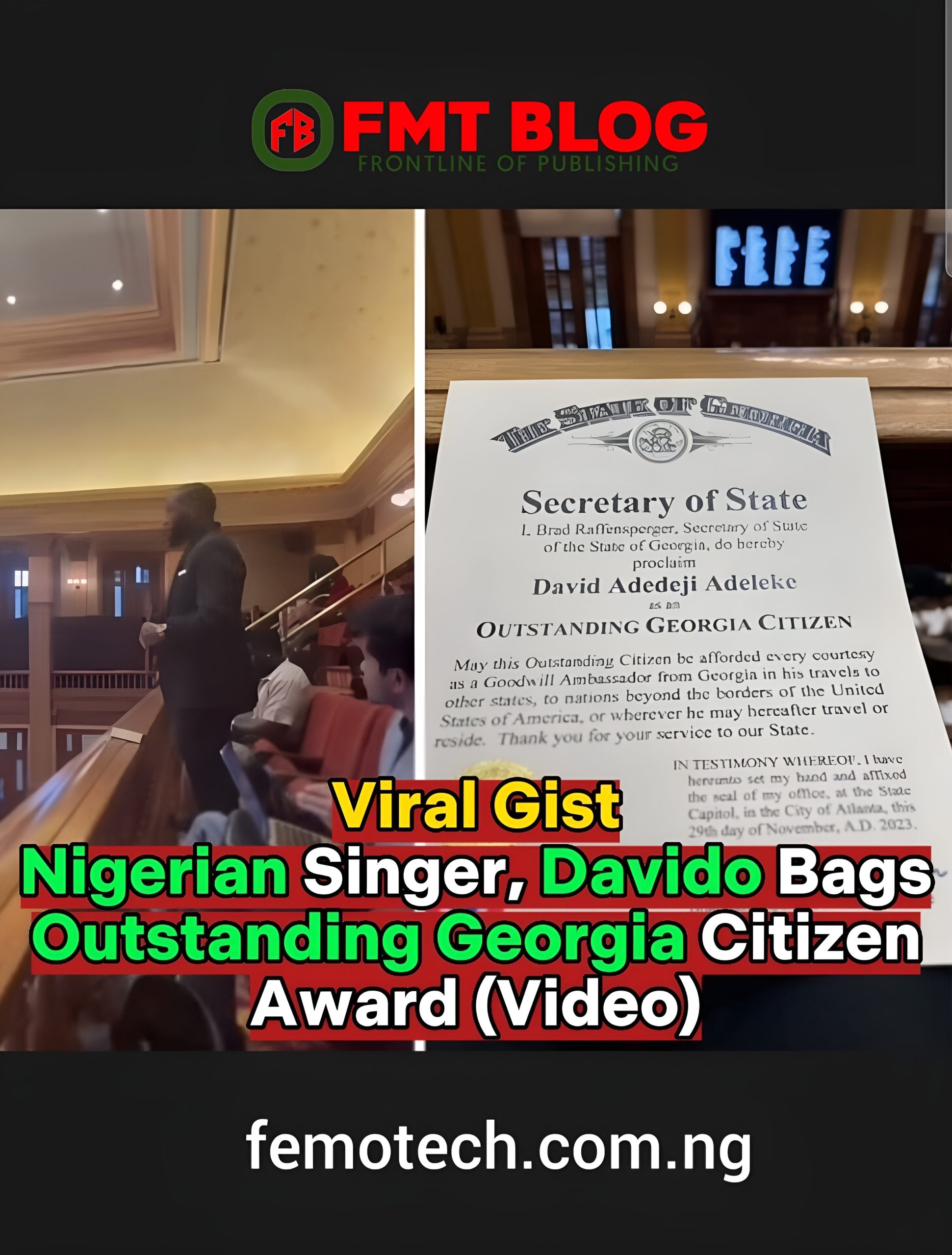 Davido Bags Outstanding Georgia Citizen Award