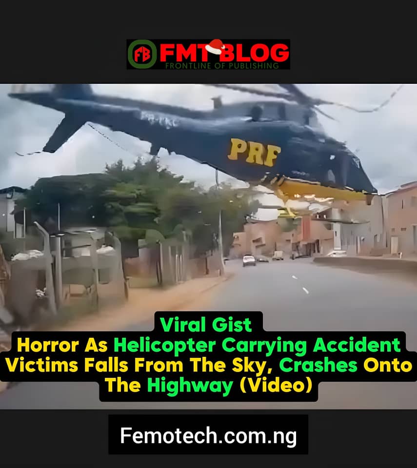 Helicopter Carrying Accident Victims Falls From The Sky, Crashes Onto The Highway