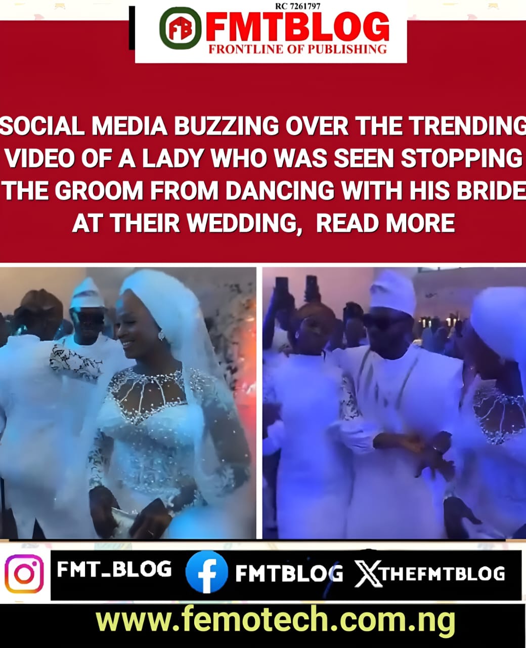 Trending Video Of A Lady Who Was Seen Stopping The Groom From Dancing With His Bride At Their Wedding