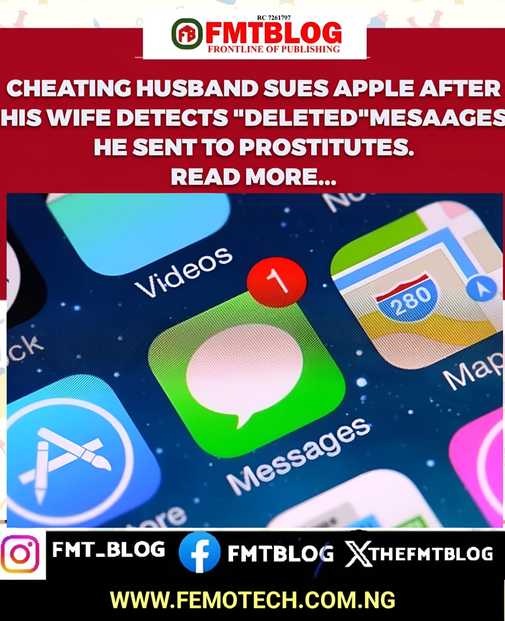 Cheating Husband Sues Apple After His Wife Detects "Deleted" Messages He Sent To Prostitutes