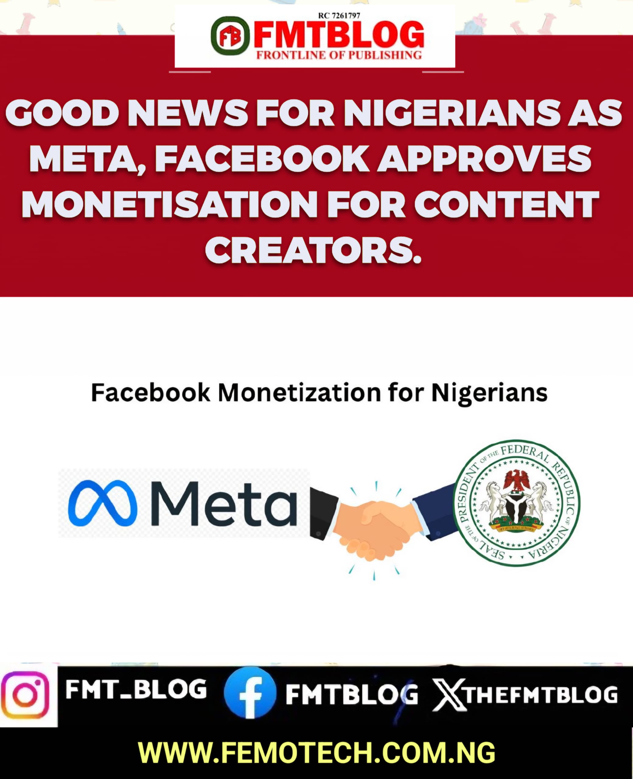 Facebook approves monetisation for Nigerian content creators.