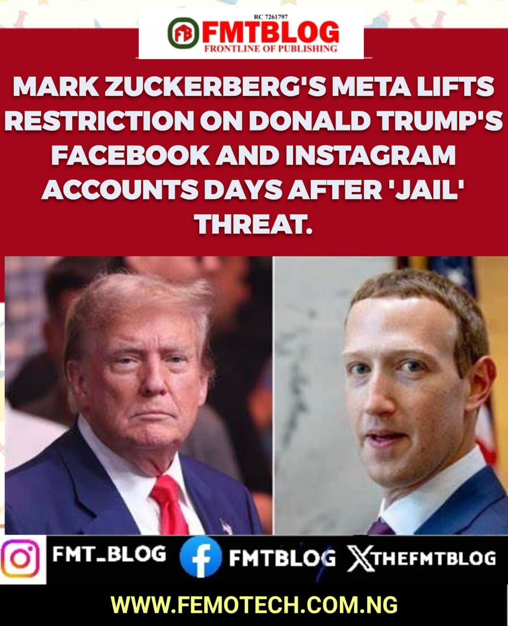 Mark Zuckerberg's Meta Lifts Restriction On Donald Trump's Facebook And Instagram Accounts