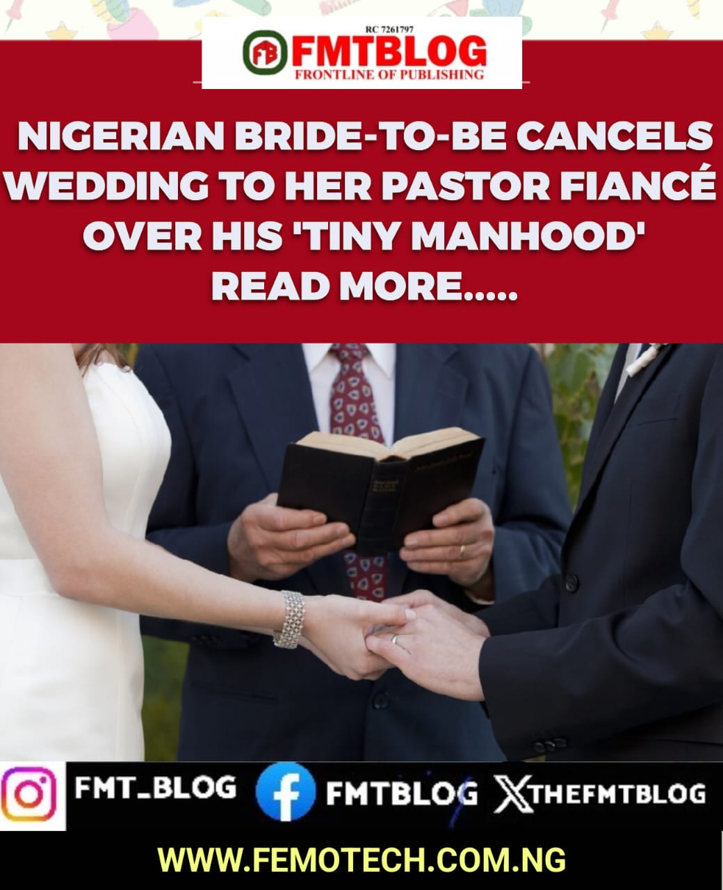 Nigerian Bride-To-Be Cancels Wedding To Her Pastor Fiancé Over His ‘Tiny Manhood'